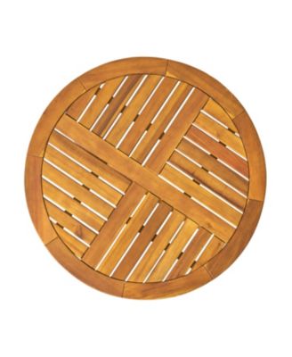 Outdoor Round Coffee Table with Storage Tray 2 Tier Oval End Tables Wooden Small Side Table