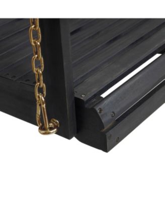 Patio  Porch Swing with Slat Design, 2-Seater Hanging Bench with 8 FT Chains