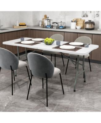 6 ft Portable Folding Table 350 LBS Fold-in-Half Table with HDPE Tabletop-White