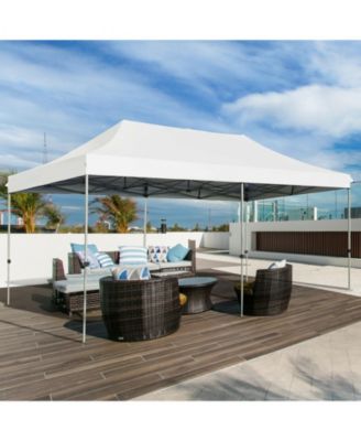 10 x 20 Feet Adjustable Folding Heavy Duty Sun Shelter with Carrying Bag-White