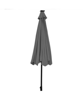 10 Feet Outdoor Patio Umbrella with Bright Solar LED Lights-Gray