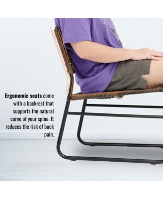 Patio Furniture Set 3 Piece Mixture Pattern PE Rattan Steel Frame And Modern Round Table