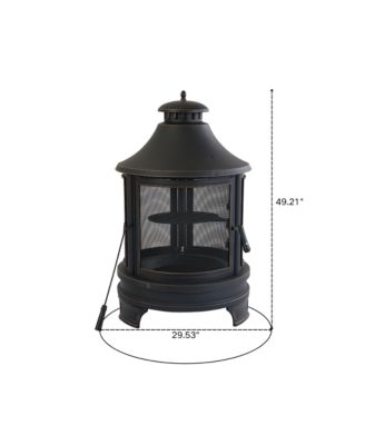 Metal Outdoor Garden 2-in-1 Heating Stove Fireplace Fire Pit with Rotatable and Removable Cooking Stove Rack