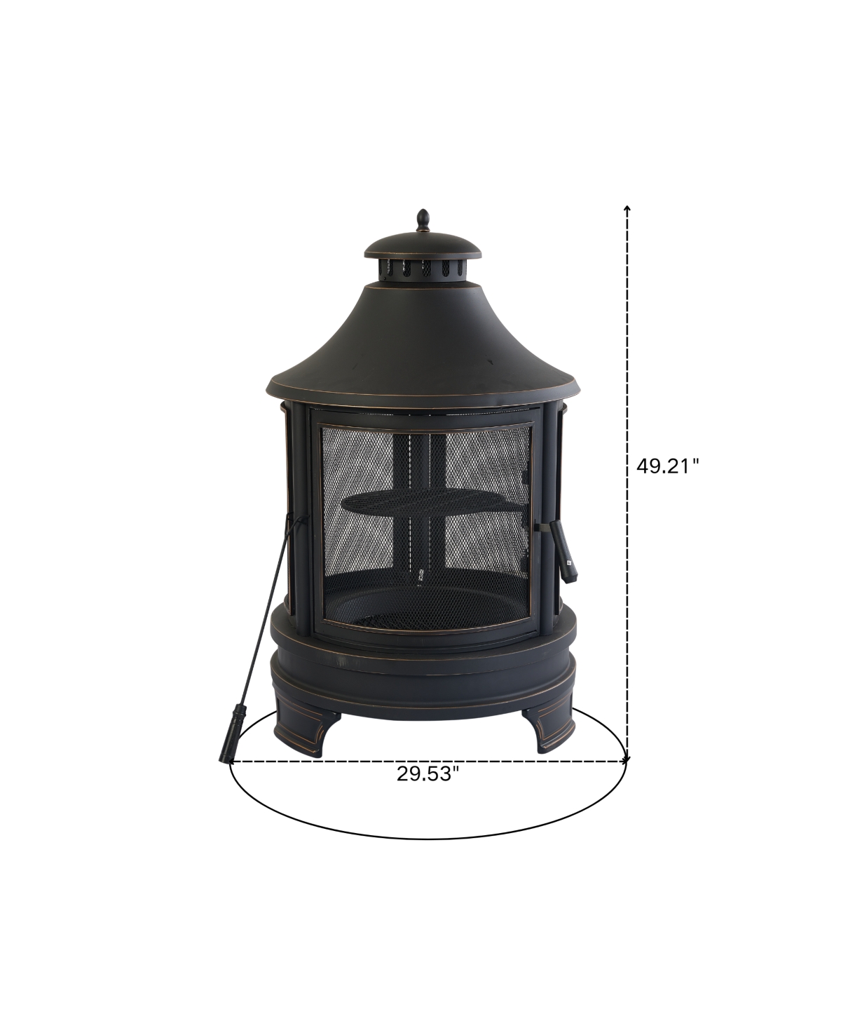 Metal Outdoor Garden 2-in-1 Heating Stove Fireplace Fire Pit with Rotatable and Removable Cooking Stove Rack