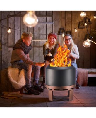 Outdoor Smokeless Fire Pit Stove 24'' for Camping Bonfire, Wood Burning Fire Place Firepit with Stand for Patio Backyard Outside