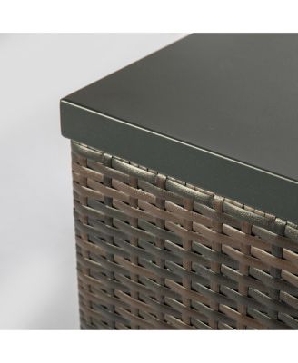 Square Wicker 20 in. Fire Pit Table with Extension