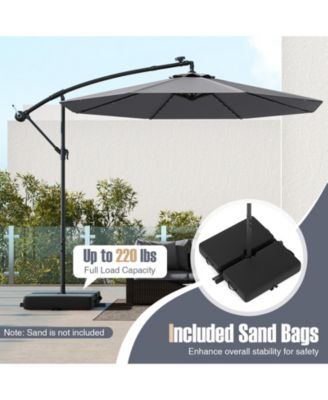 10 Ft Patio Umbrella Offset Cantilever Umbrella with 40 Solar Powered Lights