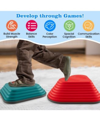 11 Pieces Kids Stepping Stones Stackable Balance Blocks Indoor Outdoor-Multicolor