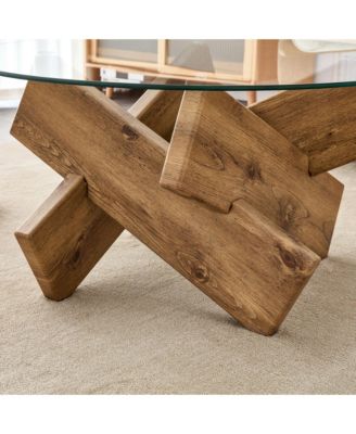 33.4" Modern Circular Glass Coffee Table