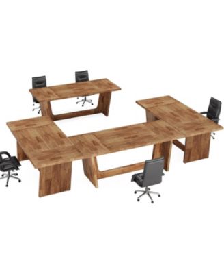 6FT Conference Table Set of 4, Rectangular Seminar Table for Meeting Room, Solid Executive Business Furniture Boardroom Desk