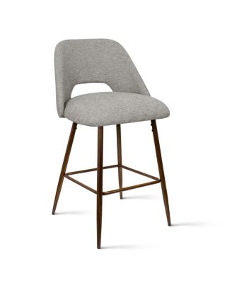  Set of 4  Textured Fabric, Walnut-Finished Metal  Curved Backrest, Padded Seat, Footrest Counter Height Stools