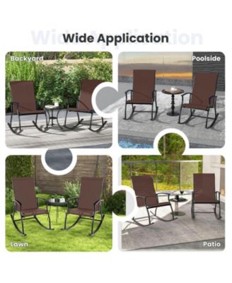 2 Pieces Outdoor Rocking Chairs with Breathable Backrest