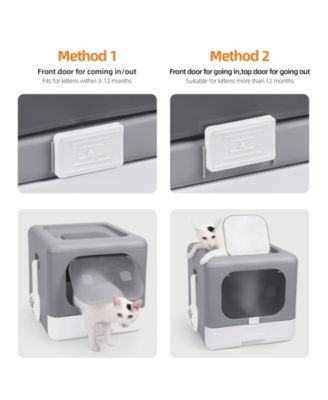 Cats Litter Box  Detachable Top & Slide-Out Tray With Scoop