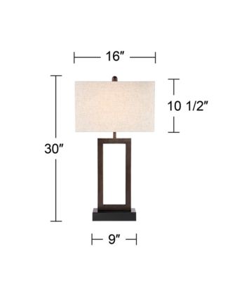 Todd Modern Table Lamps 30" Tall Set of 2 Bronze with USB and AC Power Outlet in Base Oatmeal Shade for Bedroom Living Room Bedside Desk