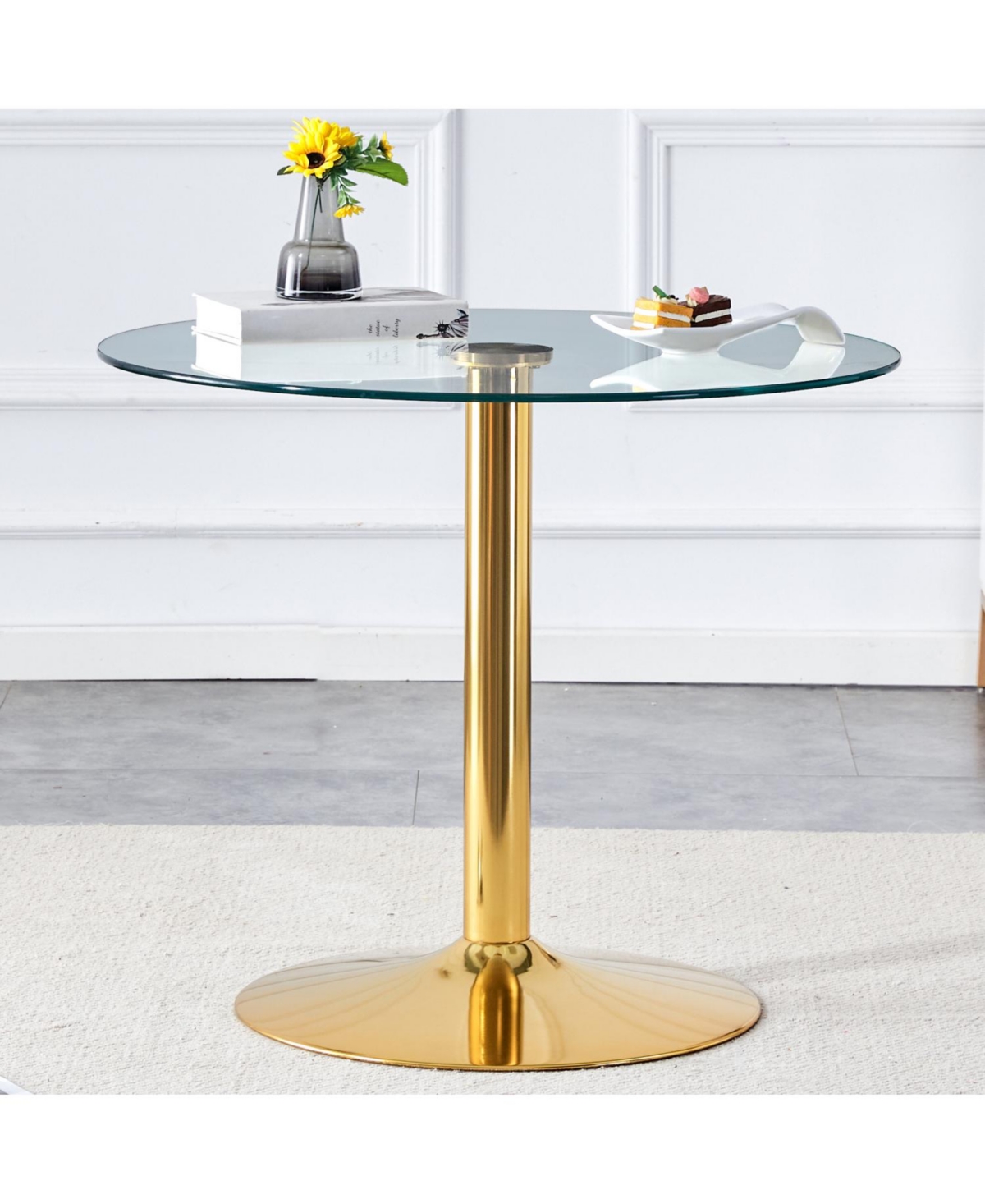 35" Glass Top Round Dining Table - Gold Legs
