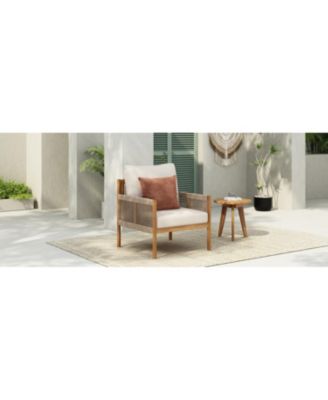 Streamdale Woven Outdoor Lounge Chair - Wood Frame, Polyester Cushions