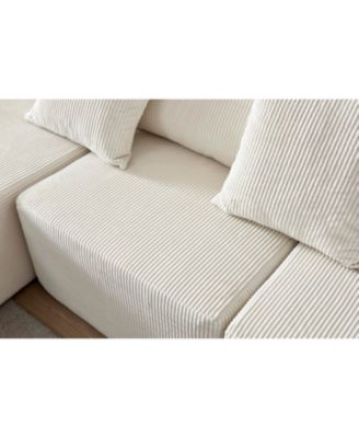 Corduroy Sectional Sofa with Chaise Lounge