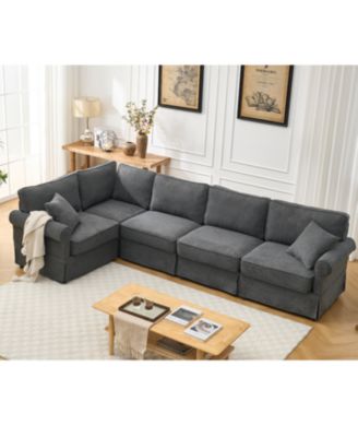 Streamdale Dark Gray Modular Sectional Sofa Set - Convertible L-Shape Couch