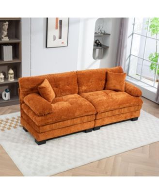 Streamdale Orange Chenille Sectional Sofa Sleeper