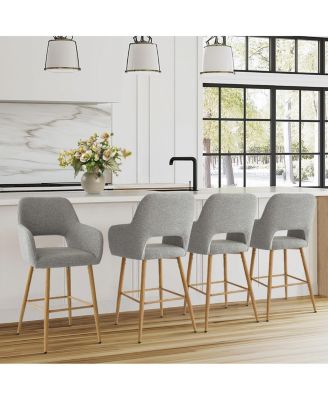 Set of 4 Upholstered Counter Height Stools with Armrests, 25.5'' Counter Chairs for Kitchen Island-Maison Boucle
