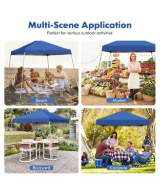 10 x 10 Feet Outdoor Instant Pop-up Canopy with Carrying Bag-Blue