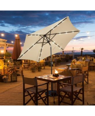 9 Feet Solar LED Lighted Patio Market Umbrella with Tilt Adjustment without Base