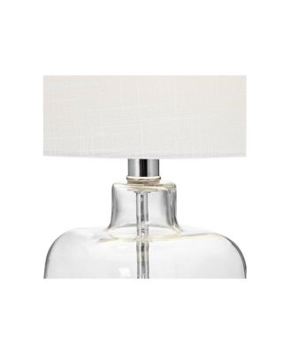 Coastal Accent Table Lamps 21.75" High Set of 2 Clear Glass Fillable Sea Shells White Drum Shade for Living Room Family Bedroom