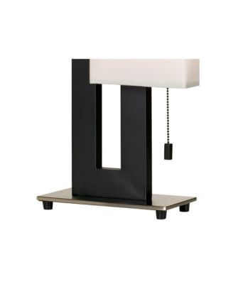 Floating Square 20 1/2" High Small Modern Accent Table Lamps Set of 2 Pull Chain Black Finish Living Room Bedroom