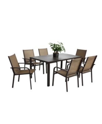 Streamdale 7-Piece Patio Dining Set, Table & 6 Textilene Chairs - Brown