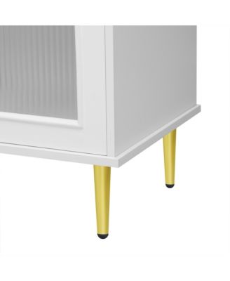 Streamdale Modern 78.7" TV Stand with 2 Drawers and 2 Glass-Door Cabinets