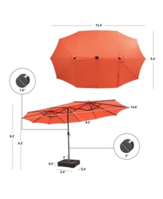 15 Feet Double-Sided Patio Umbrella with 48 LED Lights
