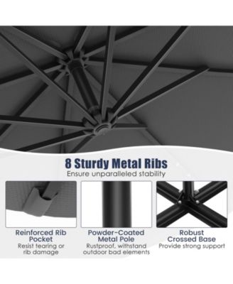 10 Feet Solar Offset Hanging Umbrella with 40 Lamp Beads and Solar Panel