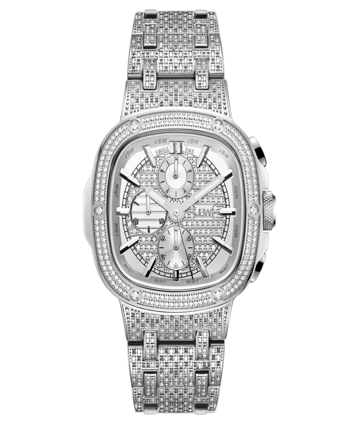 Men's Heist Platinum Series Diamond Silver-Tone Stainless Steel Watch, 47.5mm - Silver