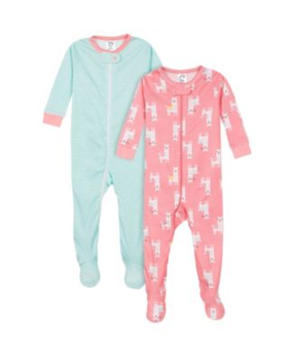 Baby Girls 2-Pack Snug Fit Footed Cotton Pajamas, Love, 0-3 Months