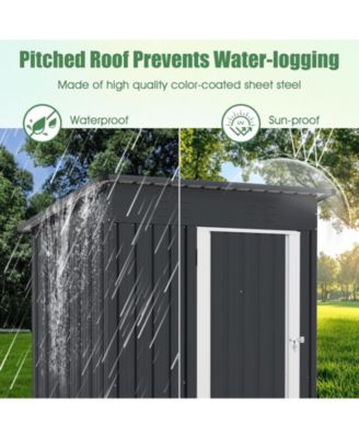5 x 3 Feet Outdoor Storage Shed with Sloped Roof and Lockable Door-Gray