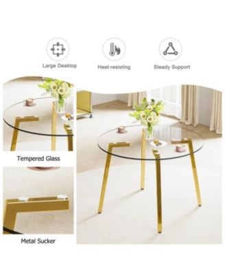 Glass Table & 6 Gold Leg Chairs