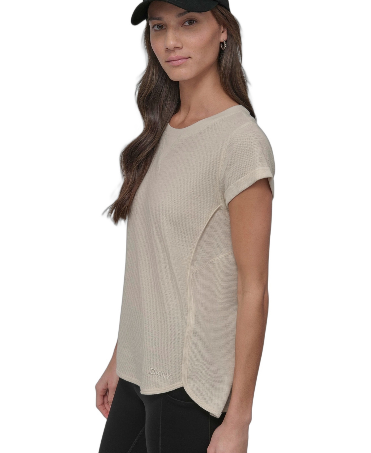 Shop Dkny Women's Mini Slub Waffle Short Sleeve Top