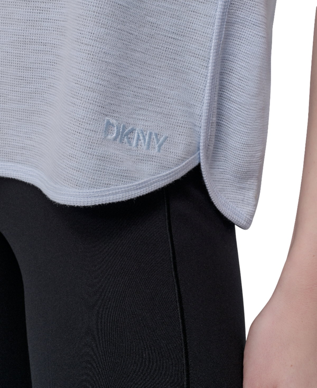 Dkny Women's Mini Slub Waffle Short Sleeve Top In Blue