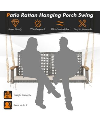 2-Person Patio Wicker Hanging Swing Chair
