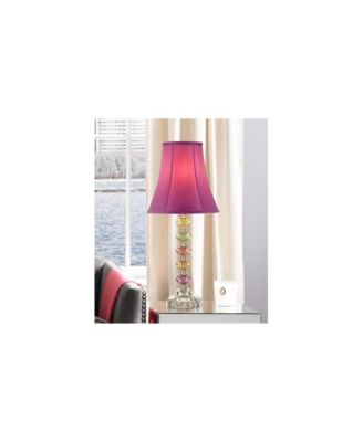 Bohemian Country Cottage Accent Table Lamps 21" High Set of 2 Orchid Stacked Glass Off White Bell Shade for Bedroom Living Room Bedside