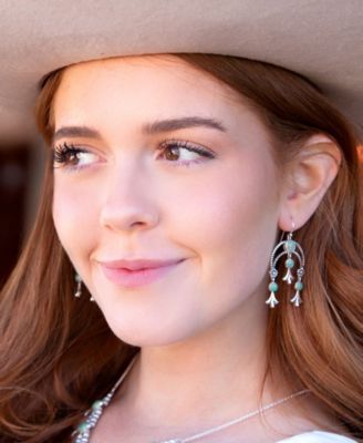 Floral Chandelier Blue Turquoise and Sterling Silver Earrings