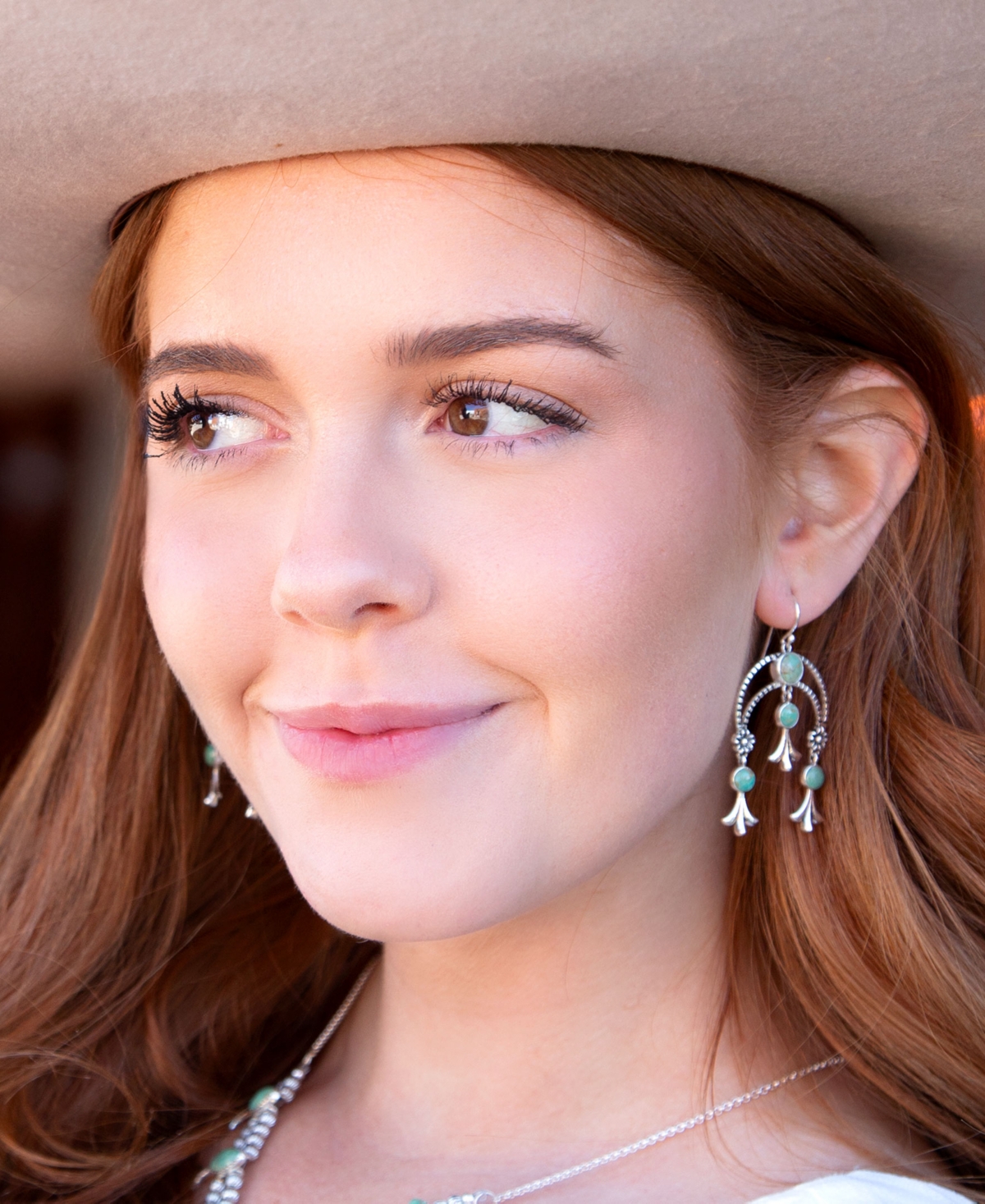 Barse Floral Chandelier Blue Turquoise And Sterling Silver Earrings