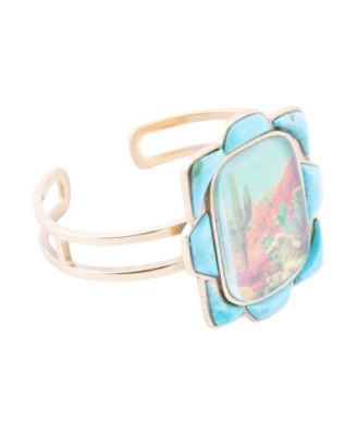 Scenic Sedona Blue Turquoise and Golden Cuff Bracelet