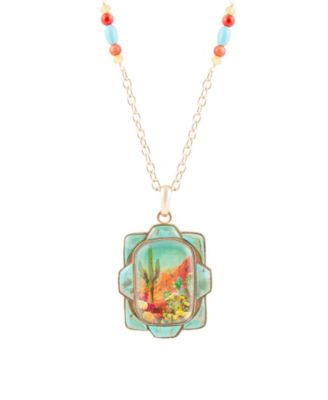 Scenic Sedona Desert Blue Turquoise Golden Pendant Necklace