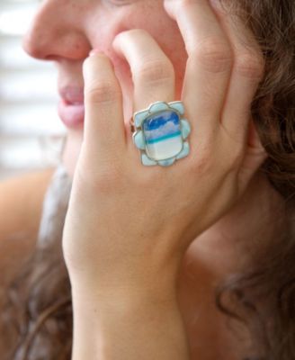 Scenic Beach Blue Larimar and Sterling Silver Ring
