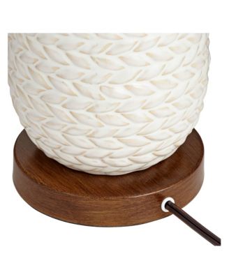 Kingston Modern Mid Century Table Lamps 32 3/4" Tall Set of 2 White Textured Ceramic Taupe Drum Shade for Bedroom Living Room Home