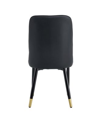 PU Leather Dining Chairs, Black Metal Legs, Set of 8 (Black/PU)