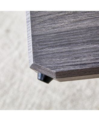 Streamdale Round Coffee Table – 1 Pc, Tempered Glass & MDF, 33.4" Diameter, Grey Patterned Legs, Modern Living Room Furniture