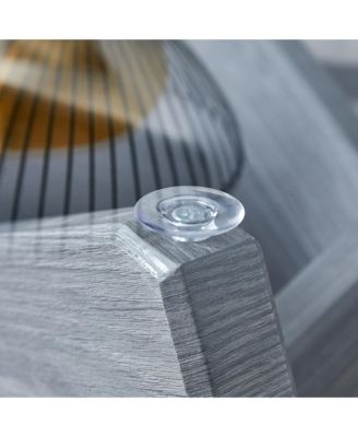 Streamdale Round Coffee Table – 1 Pc, Tempered Glass & MDF, 33.4" Diameter, Grey Patterned Legs, Modern Living Room Furniture