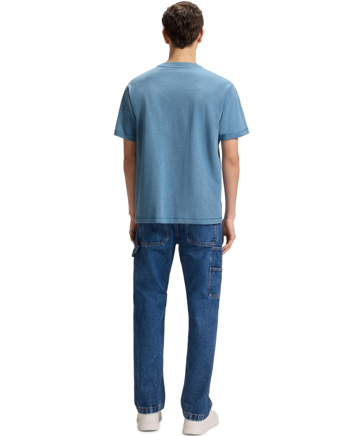 Hugo Boss Boss By  Men's Logo Print Slub-cotton T-shirt In Blue